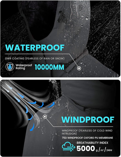 Men'S Waterproof Ski Jacket Warm Winter Coats Windproof Winter Jackets for Men Fleece Lined Windbreaker with Hood